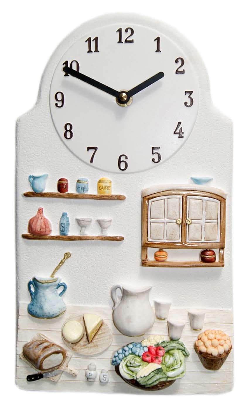 Terrastudio Wanduhr 31x18 cm Keramik • Nostalgisches Design • Präzises Quarzwerk