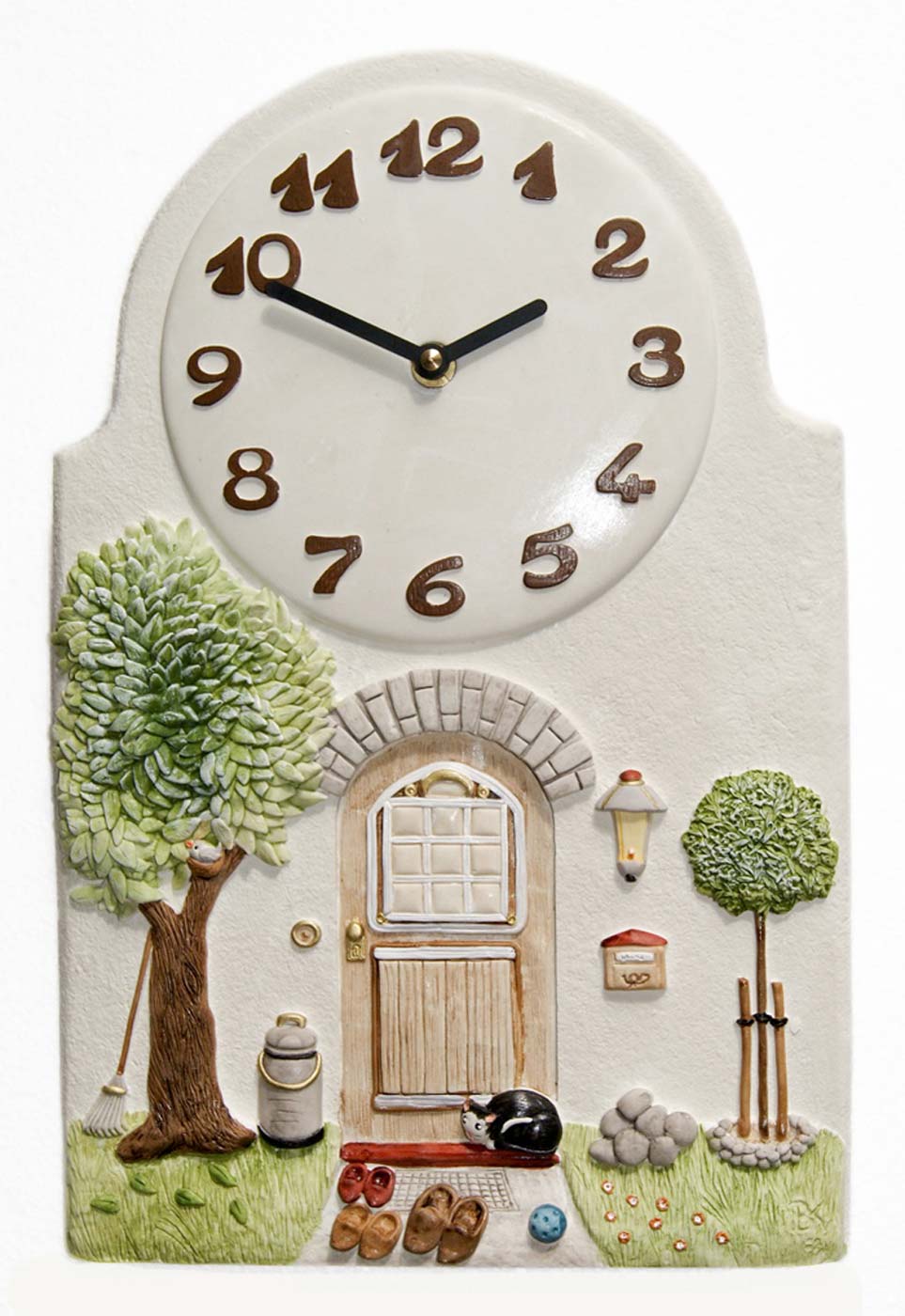Küchenuhr Hausfront mit Katze - Terrastudio Modell: 03.2605