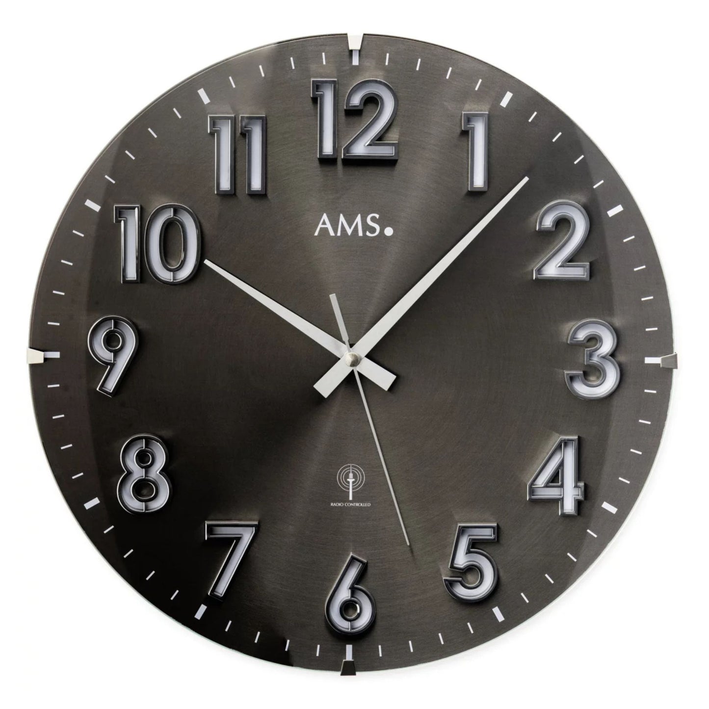 AMS Wall Clock 32 cm Ø Metal • Precise Radio-Controlled Movement • Modern Design