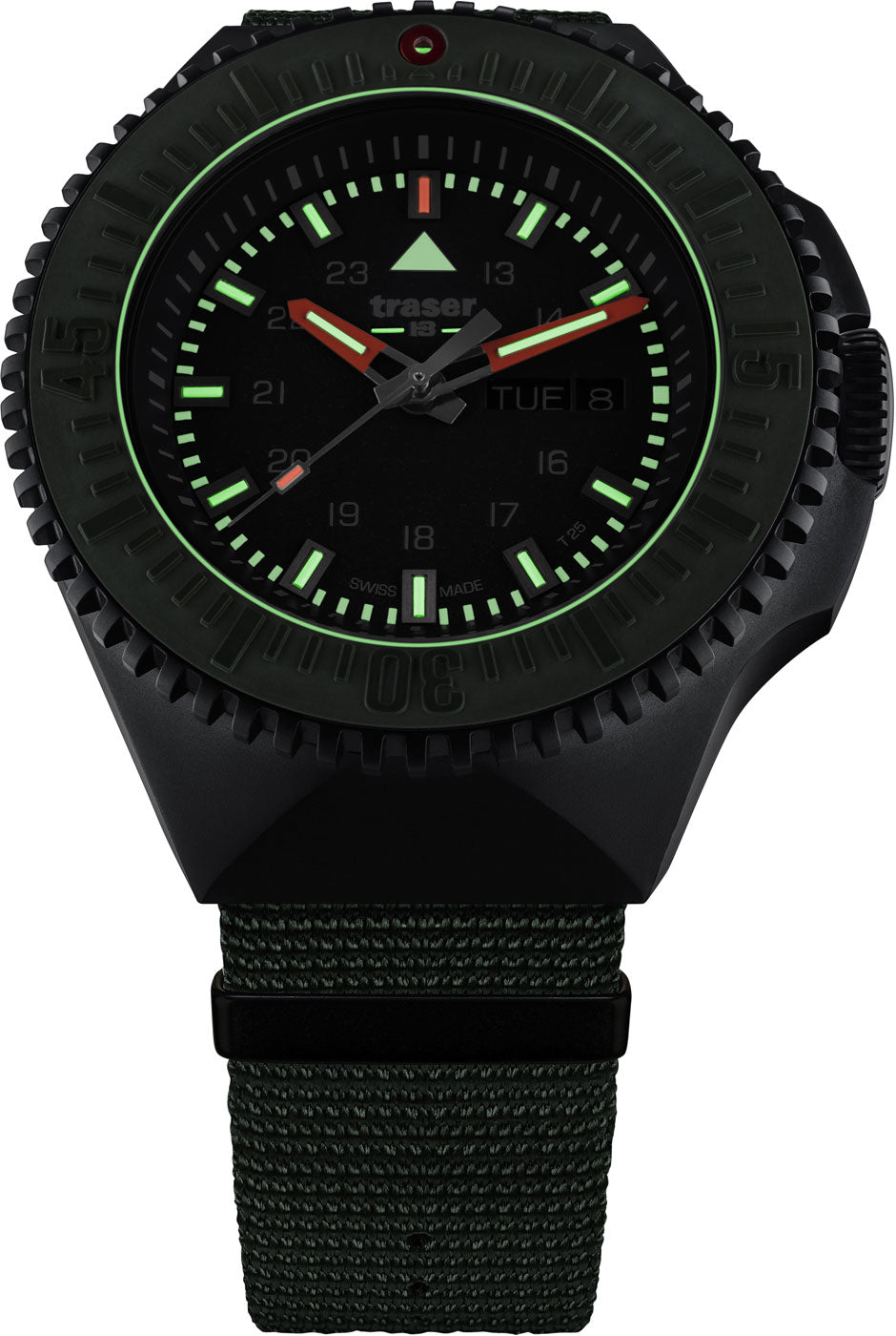 Traser P69 Black Stealth 109858 Herren Uhr • Swiss Made Quarz • Trigalight Leuchttechnologie