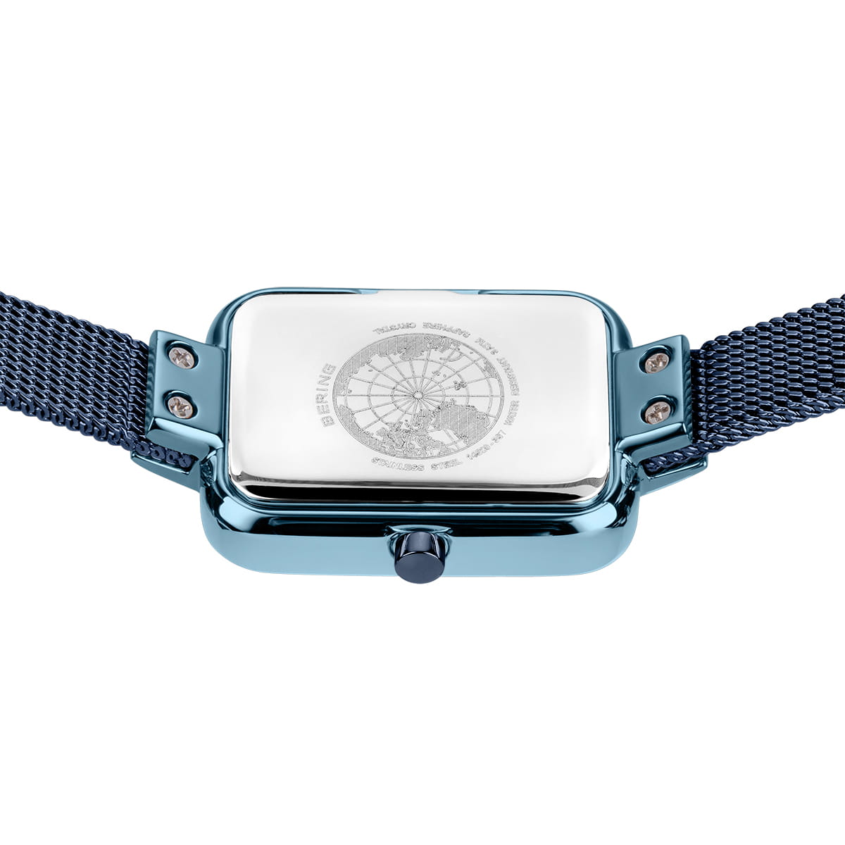 Bering Petite Square 14520-398 Women's Watch • Scratch-resistant Sapphire Glass • Blue Milanese Bracelet