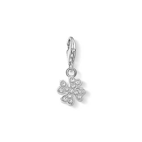 Charm Anhänger Kleeblatt mit Steinen - 925 Sterlingsilber