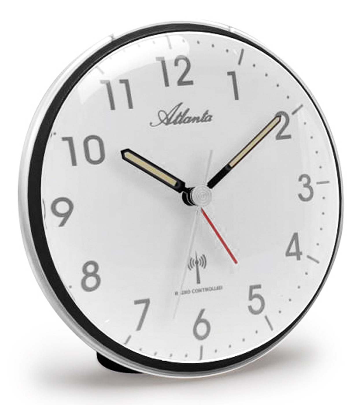 Atlanta Radio Alarm Clock Round Ø 11 cm Plastic • Silent Sweep Second Hand • Precise Radio Control
