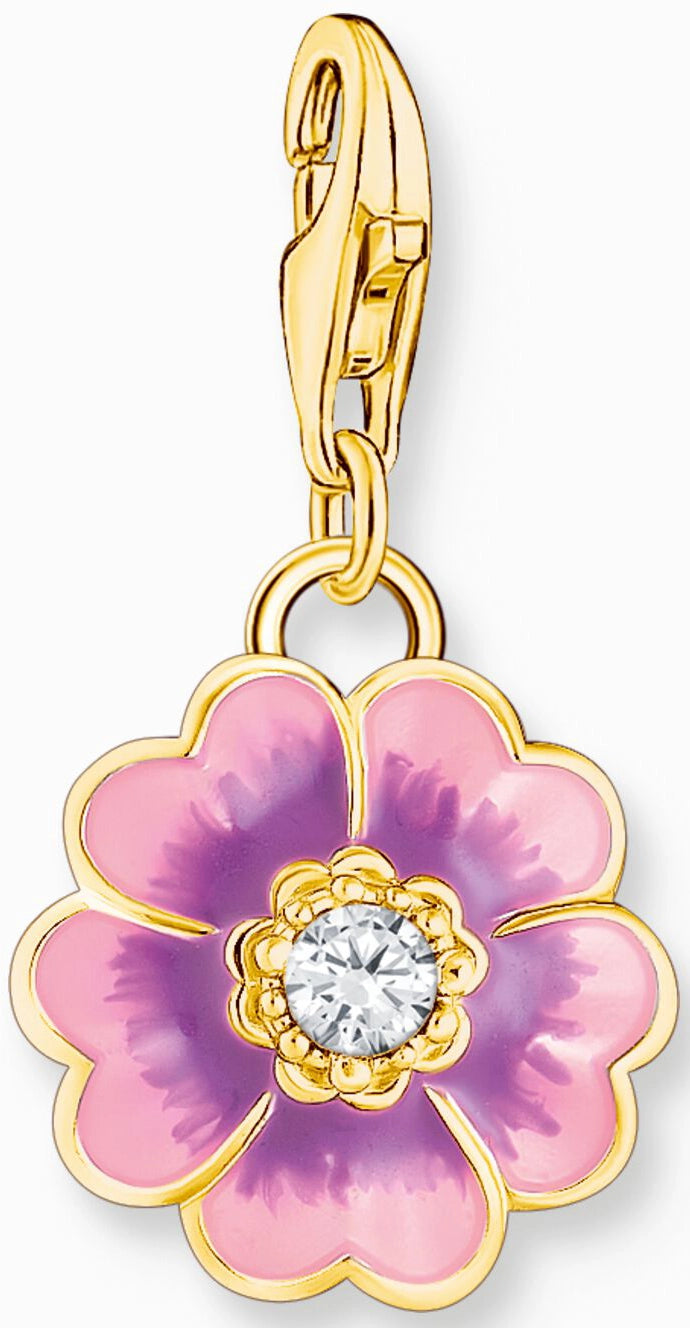 Thomas Sabo Charm Anhänger Modell: 2208-565-7 Blüte lila- 925 Sterlingsilber 18k vergoldet und Kaltemail