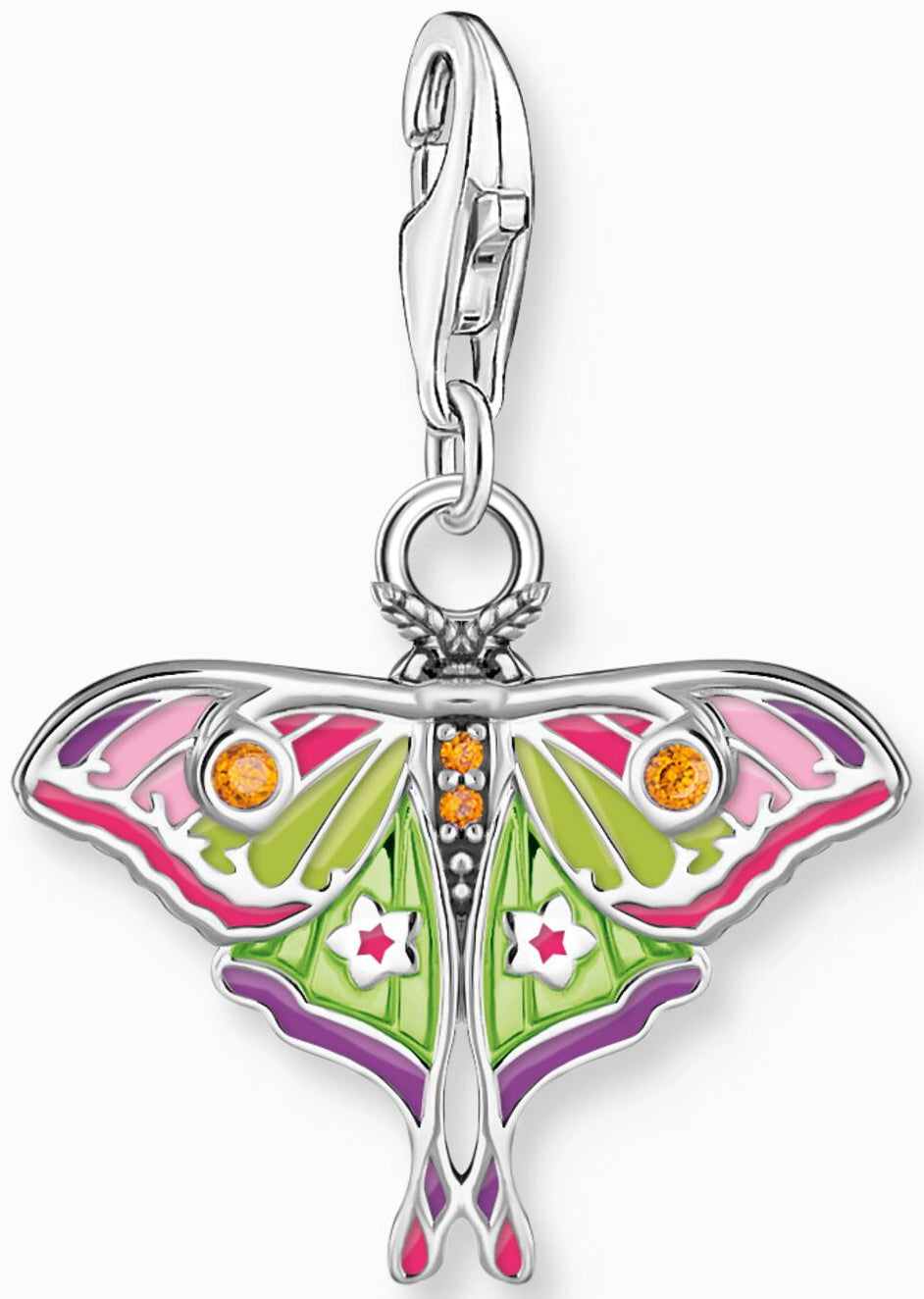 Thomas Sabo Charm Anhänger Modell: 2209-691-7 bunter Nachtfalter- 925 Sterlingsilber und Kaltemail