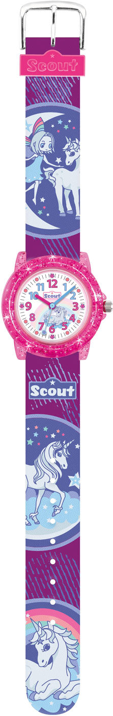 Scout 305040 Kinder Uhr • Waschbares Textilband • Robustes Lernzifferblatt
