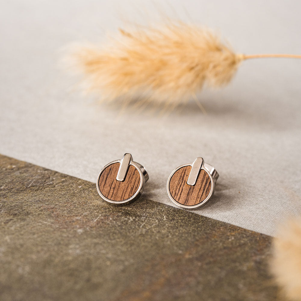Opacity Ohrringe rund mit Holzelement - Holzkern Modell: Jewelry