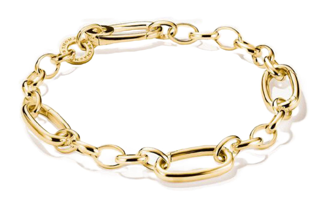 Link Charm bracelet with three connector links, in silver, gold plated - Thomas Sabo Model: C1203-413-39-L15