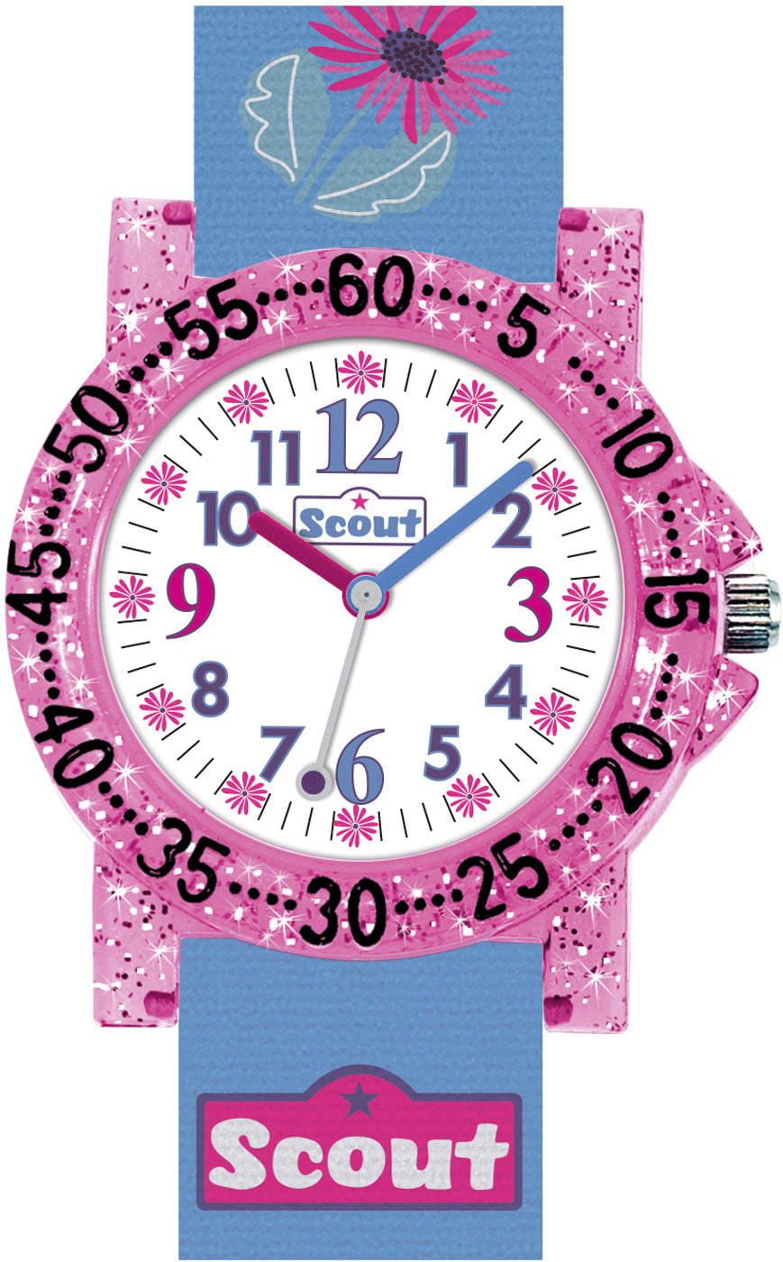 Scout 375027 Mädchen Uhr • Lernzifferblatt • Waschbares Textilband