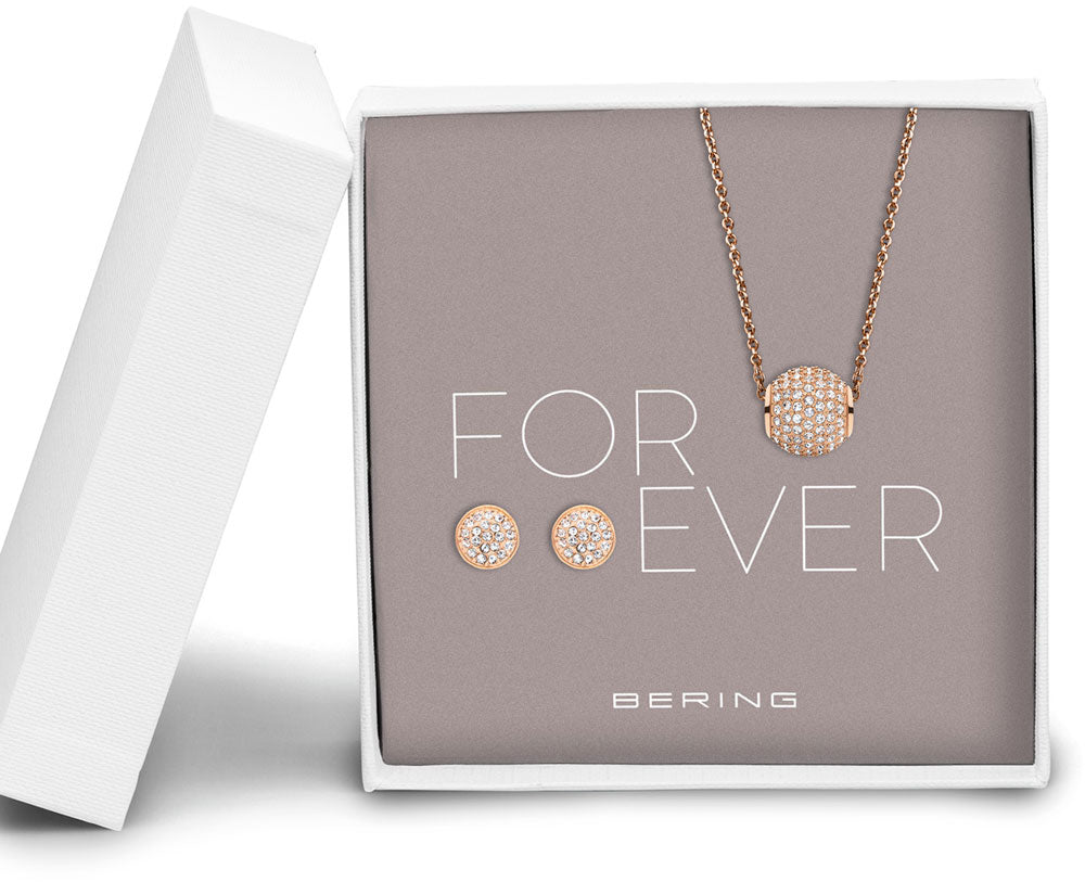 Set Halskette mit Anhänger und Ohrstecker - Bering Jewelry Modell: 414Sparkle-708-Rosegold