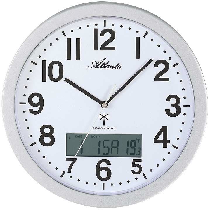 Atlanta Wanduhr 30 cm Ø Kunststoff • Funkgesteuert • Geräuschlos