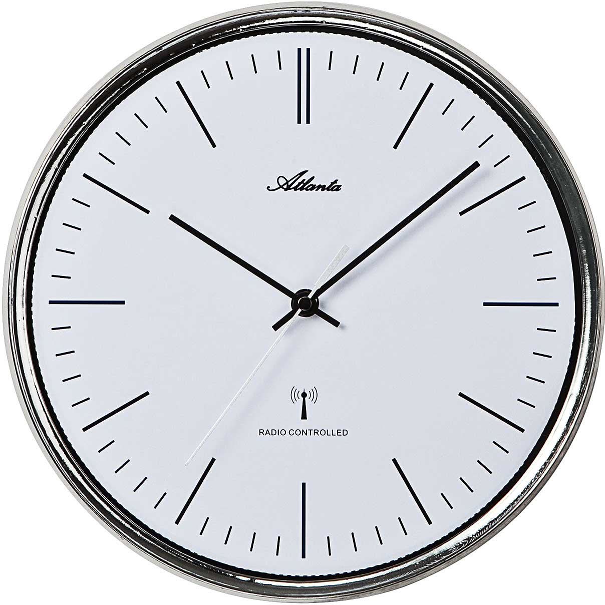 Atlanta Wanduhr 29,5 cm Ø Metall • Funkgesteuerte Präzision • Lautloses Uhrwerk