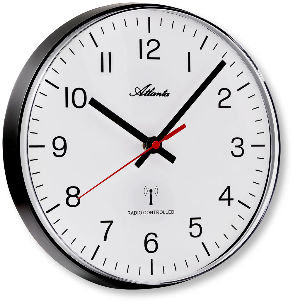 Atlanta Wall Clock 25 cm Ø Plastic • Radio-Controlled Movement • Modern Design
