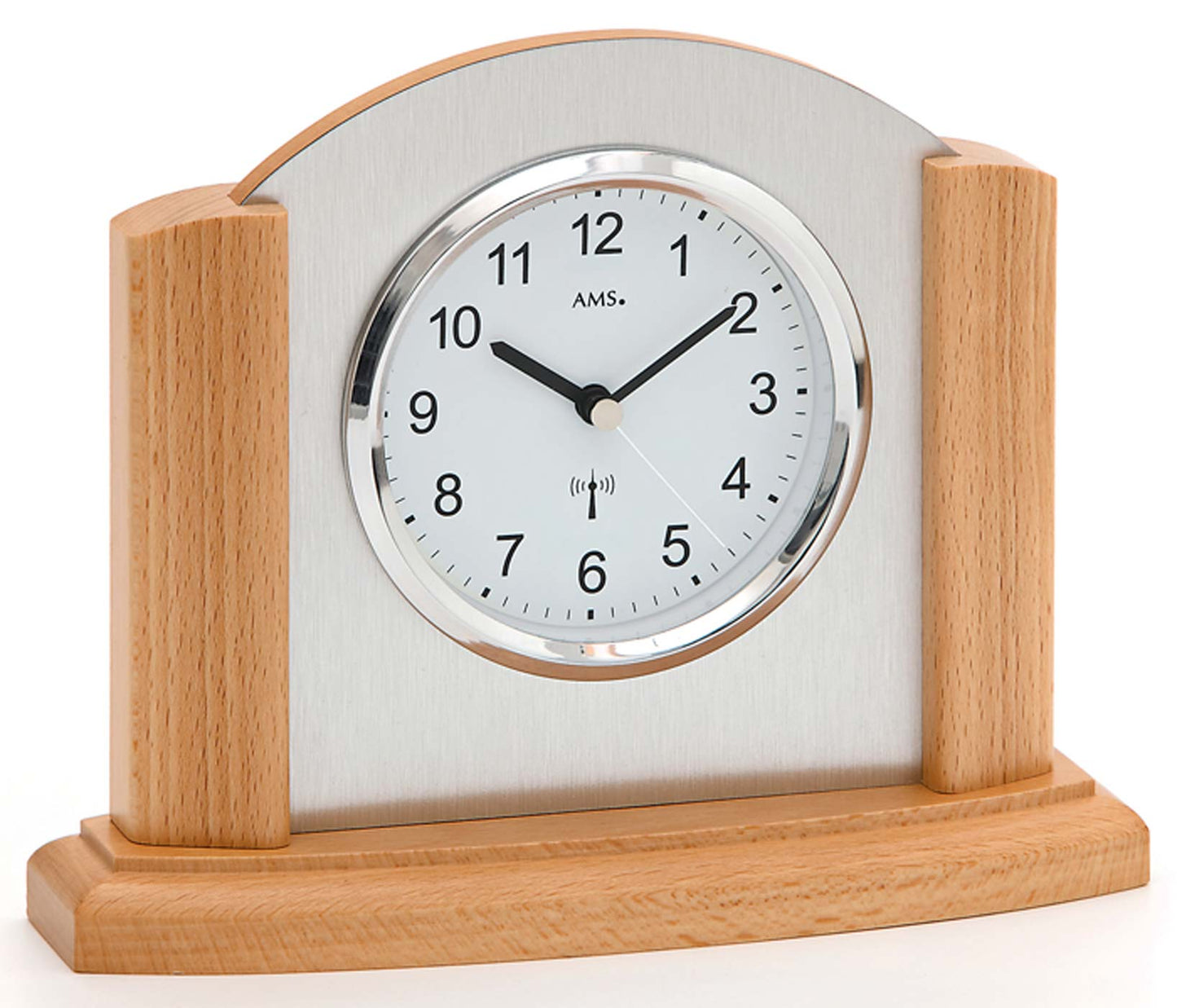 AMS Table Clock 17x20x7 cm Wood • Radio-Controlled Movement • Modern Design