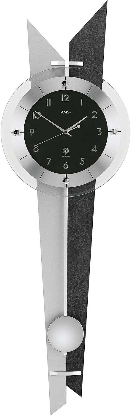 Funkwanduhr Pendeluhr 24 x78 x 8 cm - AMS Modell: 5253