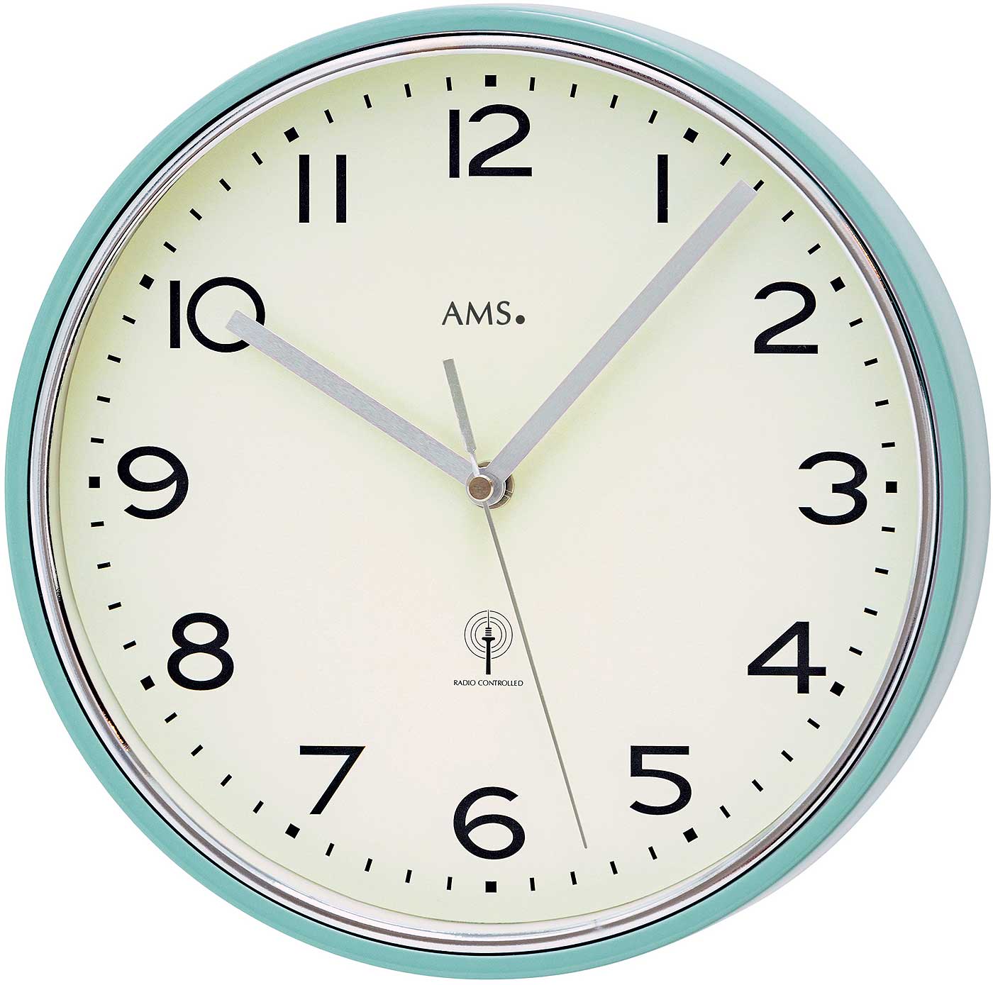 AMS Wall Clock 25 cm Ø Metal • Radio-Controlled • Precise Quartz Movement