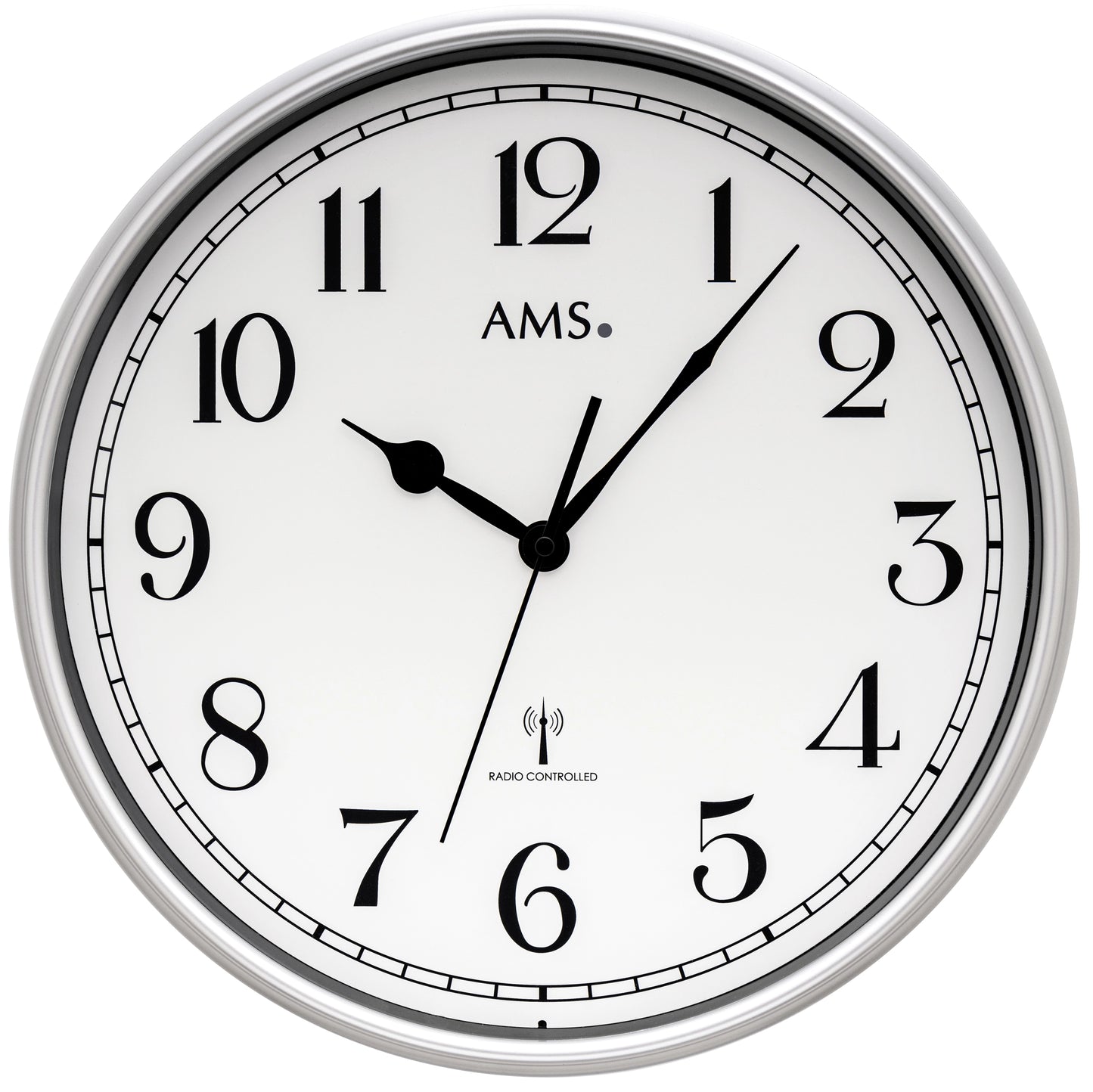 AMS Wall Clock 32 cm Ø Metal • Precise Radio-Controlled Movement • Stylish Design