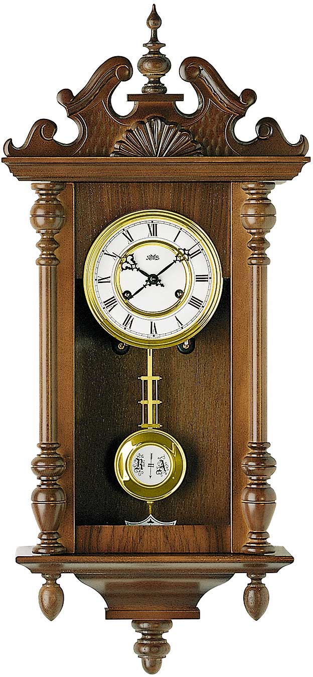 Pendeluhr geschnitzter Aufsatz, Nussbaum - AMS Modell: 617/1