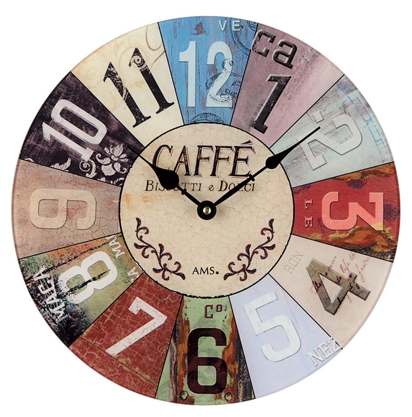 AMS Wall Clock 35x35x3 cm Glass • Modern Design • Precise Quartz Movement