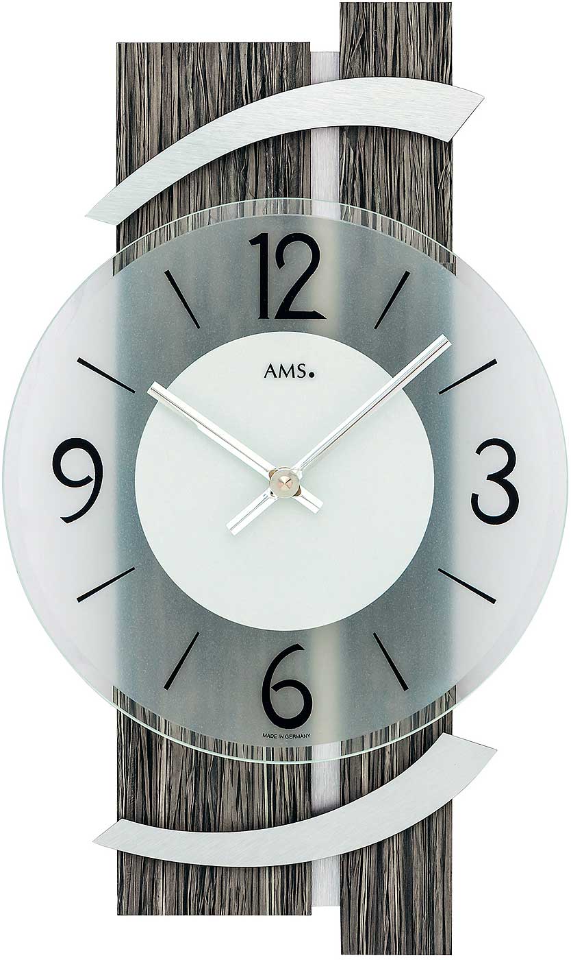 Wanduhr modern 40 cm x 23 cm x 6 cm - AMS Modell: 9547