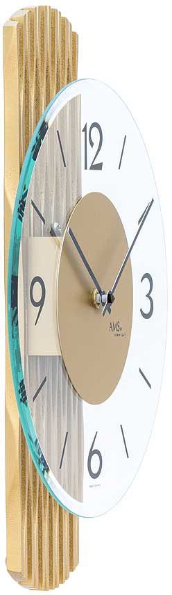 AMS Wanduhr 38x27x6 cm Glas • Modernes Design • Präzises Quarzwerk