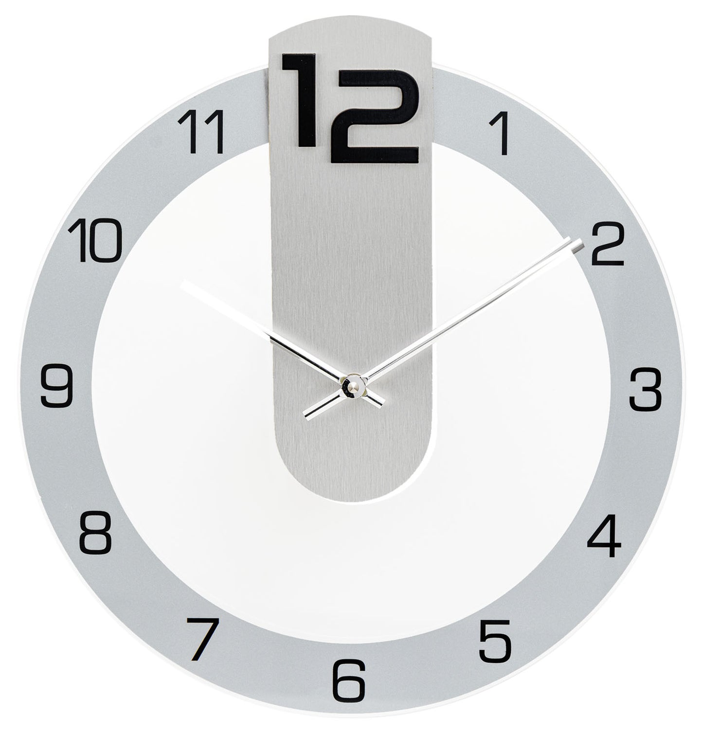 AMS Wanduhr W9712 • Quarzuhr • Aluminium & Mineralglas