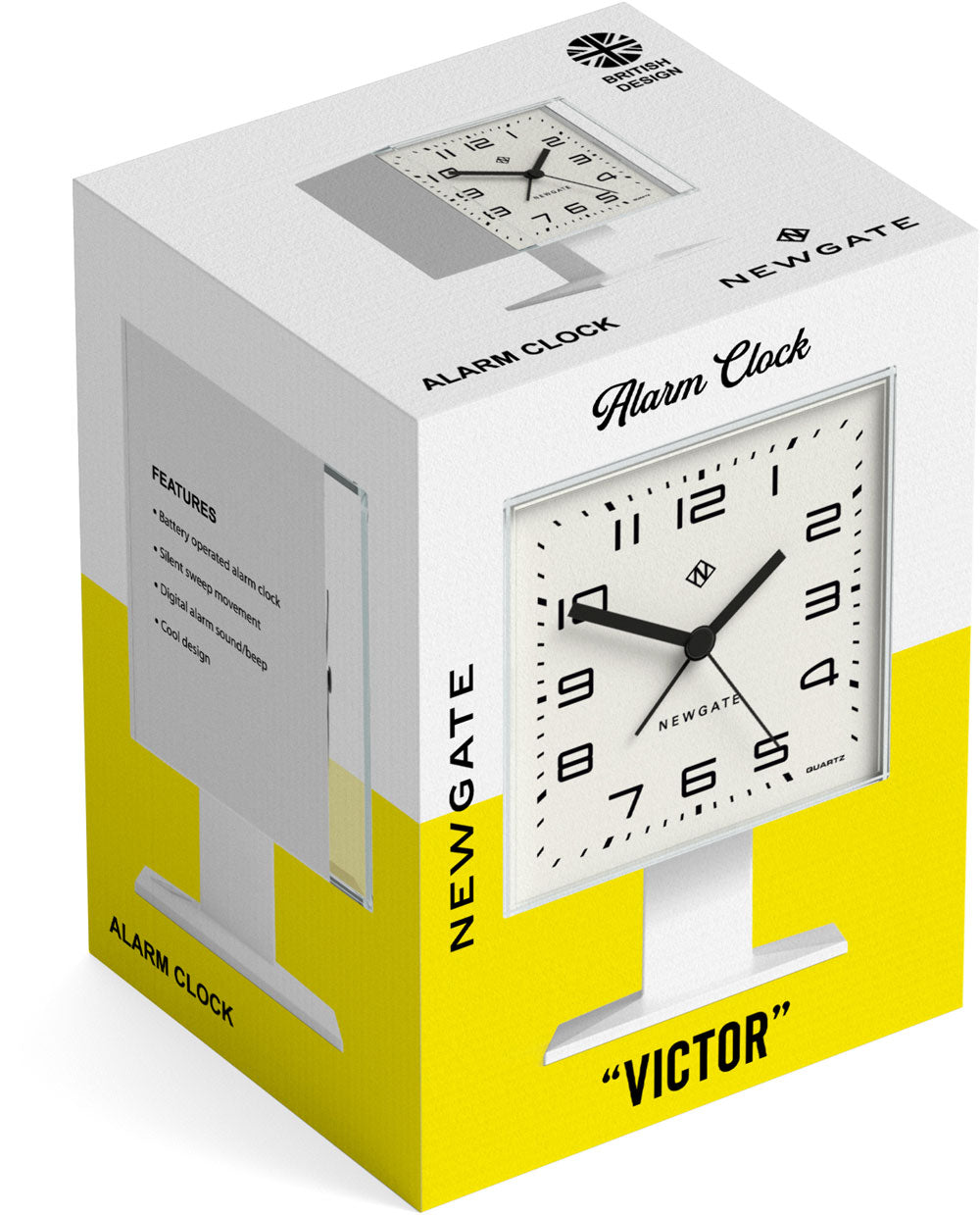 Newgate Victor Wecker 14x10x9 cm Acryl • Silent Sweep Quarz • Retro Design