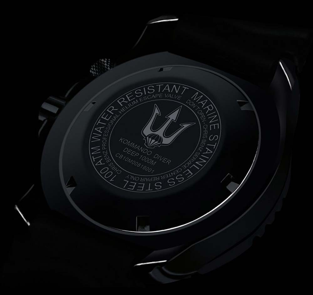 Herrenuhr Taucheruhr im Set mit zwei Armbändern - Serie: Defense Kommando Diver - Chris Benz Modell: CB-1000-KD