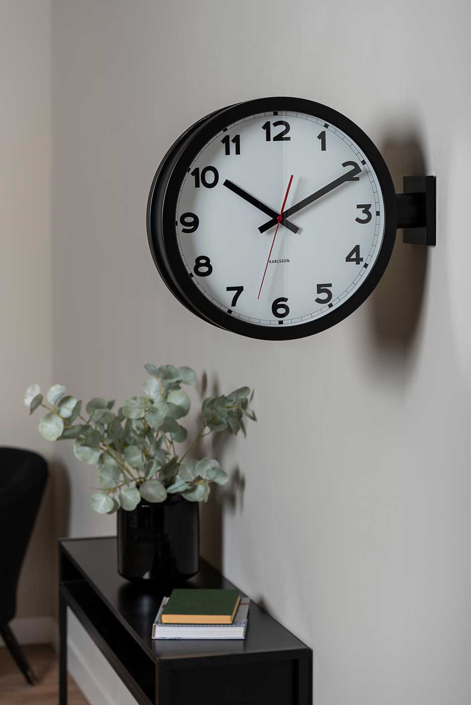 Karlsson Wall Clock 38x44.5x13 cm Aluminum • Double-Sided Design • Precise Quartz Movement