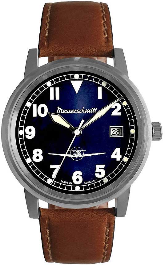 Messerschmitt Flieger ME-9673-108L Herren Uhr • Quarzwerk • Blaues Zifferblatt