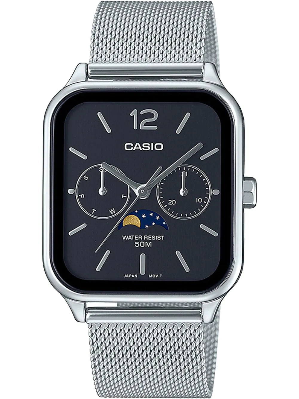 Casio Collection MTP-M305M-1AVER Uhr • Mondphasenanzeige • Mesh-Armband