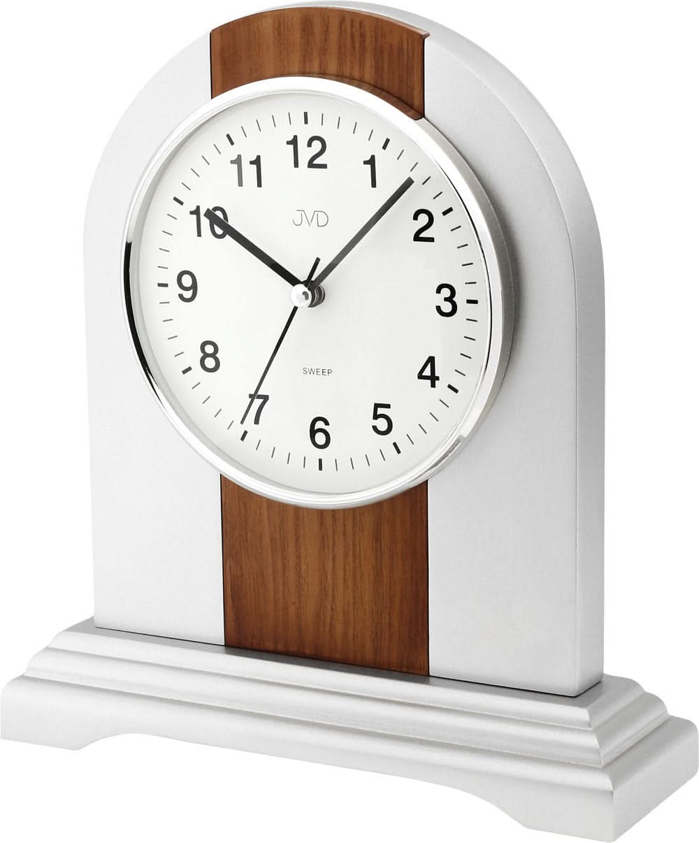 JVD Tischuhr 24x21,6 cm Holz • Leises Quarzwerk • Elegantes Design