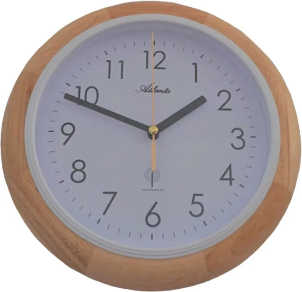 Atlanta Wanduhr 25,5 cm Ø Holz • Funkgesteuert • Geräuscharm