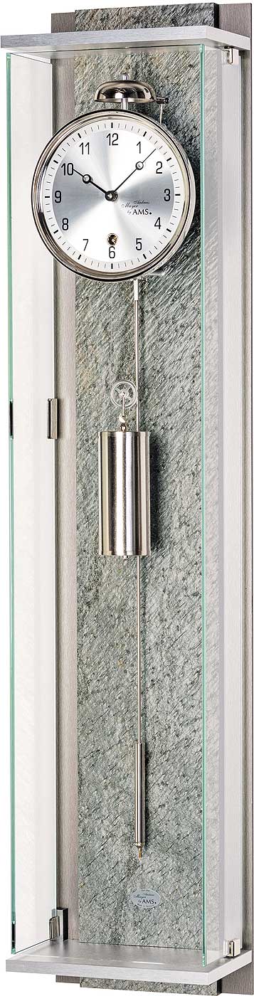 AMS Wanduhr 96x21x14 cm Holz • Mechanisches 8-Tage-Seilzugwerk • Stundenschlag mit Glocke