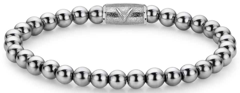 Bracelet made of 6mm hematite stones with stainless steel clasp - Rebel&Rose Model: RR-6DV01-S-L