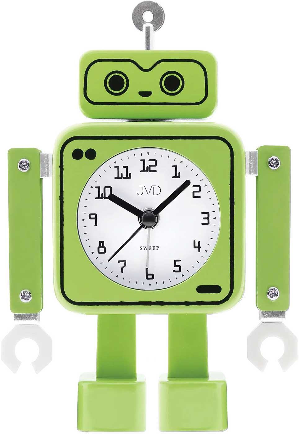 JVD Robot Alarm Clock 12 x 10.5 x 8.2 cm Metal, Plastic • Robot look with movable arms • Silent sweep second hand