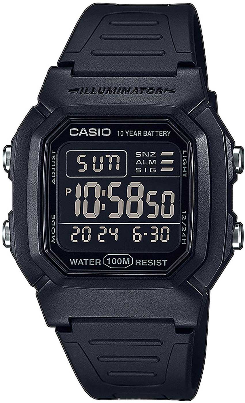 Casio W-800H-1BV Digital Uhr • 10 Jahre Batterielaufzeit • 10 Bar Wasserdicht