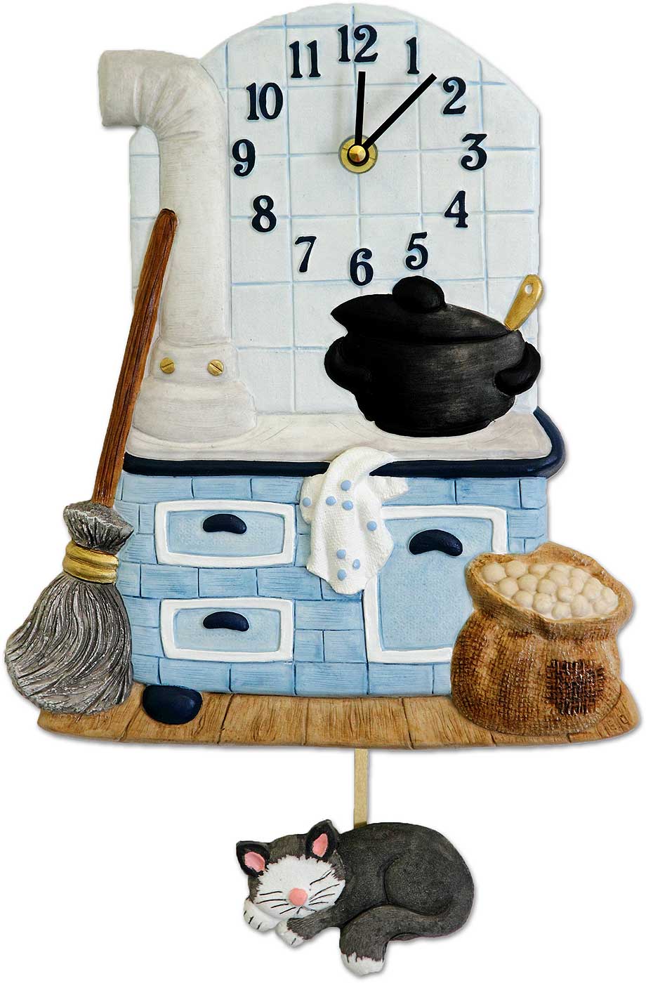 Terrastudio Wall Clock 28x23 cm Art Ceramic • Hand-painted • Cat Pendulum