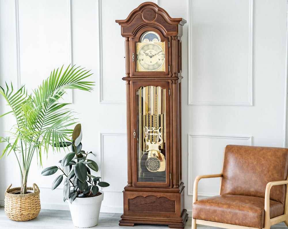 Hermle Standuhr 206x61x33 cm Holz • Mechanisches 8-Tage Uhrwerk • Dreifach-Schlagwerk