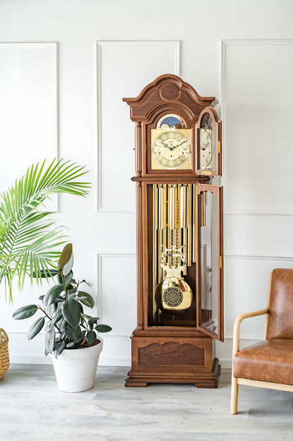 Hermle Standuhr 206x61x33 cm Holz • Mechanisches 8-Tage Uhrwerk • Dreifach-Schlagwerk