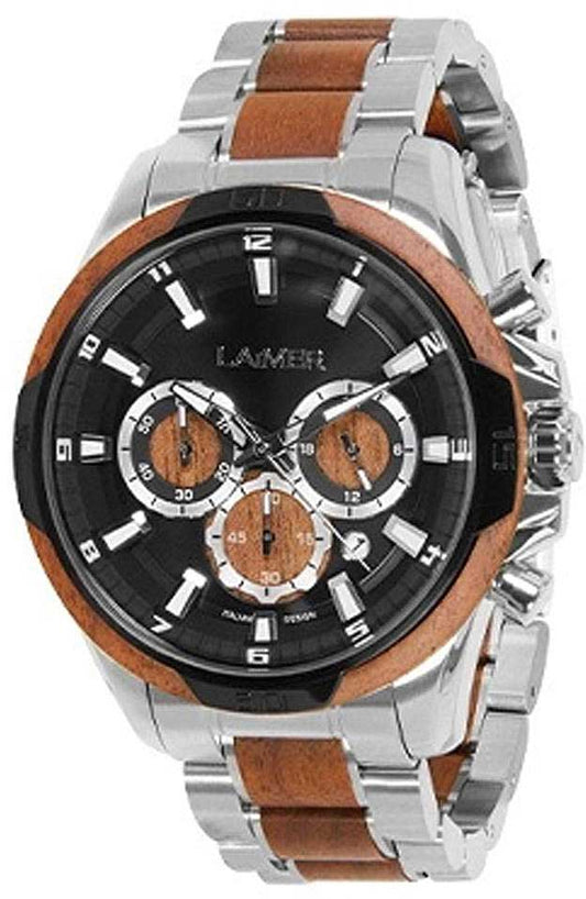 Laimer Ned 0195 Herren Uhr • Chronograph aus Nussholz • Edelstahl-Details
