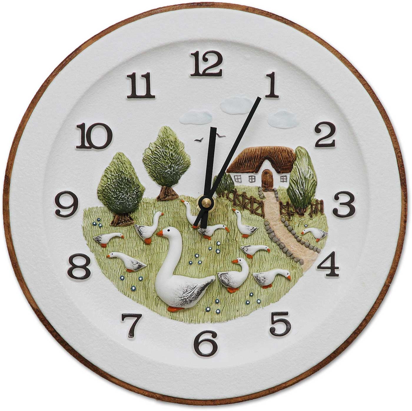Terrastudio Wall Clock Art Ceramic • Hand-painted • Rural Farm Motif