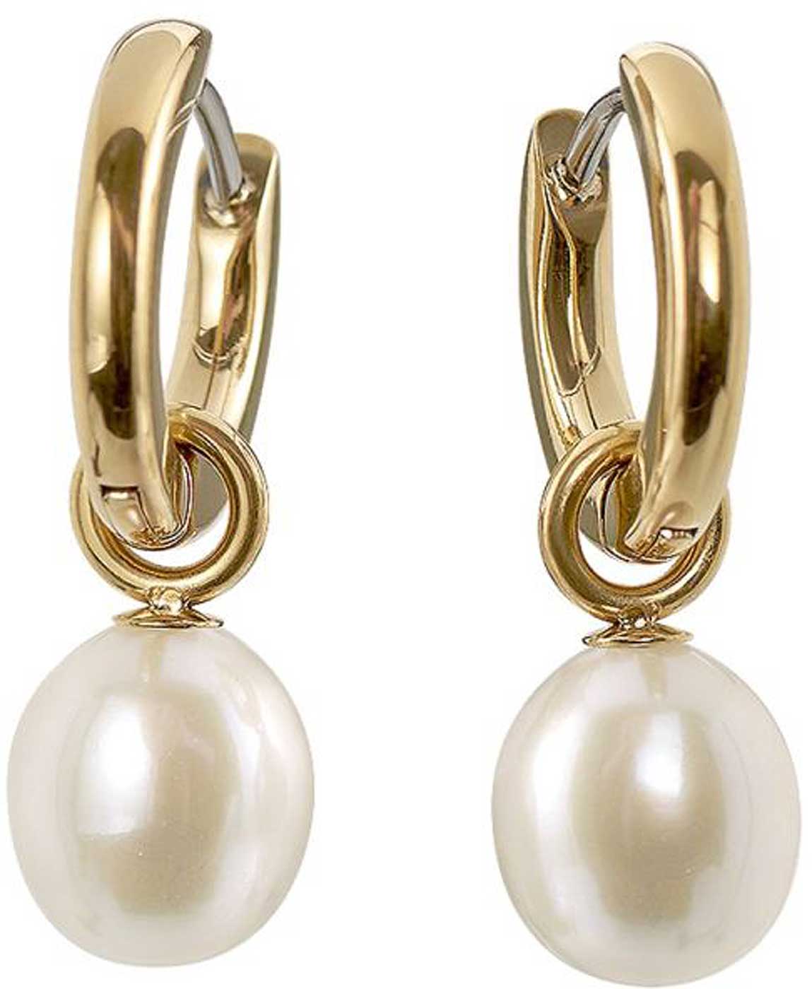 Creole Hoop Earrings with Pearl Pendant - Boccia Jewelry Model: 05068-02
