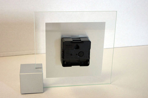 AMS Table Clock 16x19x4 cm Glass • Modern Design • Silent Quartz Movement