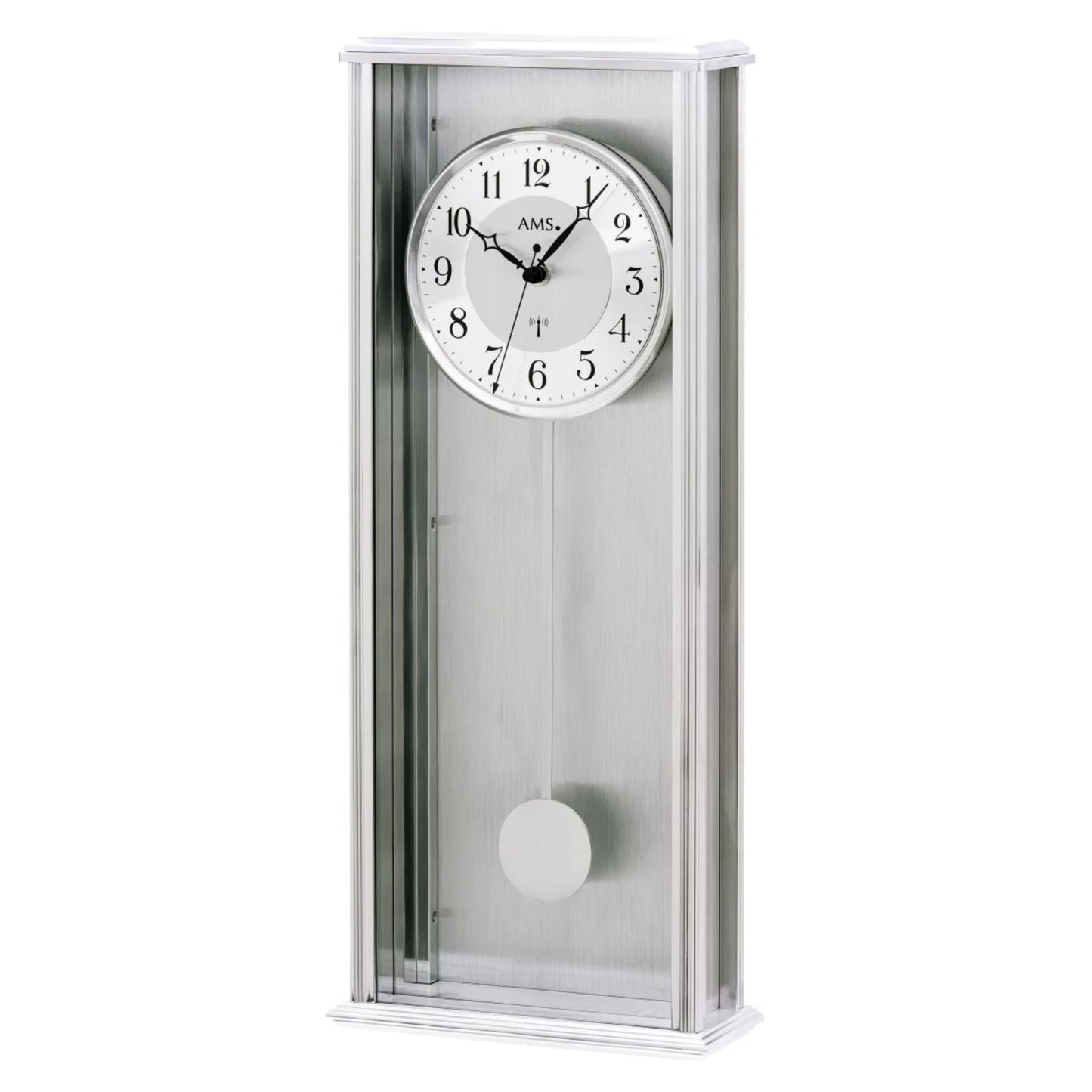 AMS Wall Clock 51x20x7 cm Metal • Radio-Controlled Movement • Elegant Pendulum