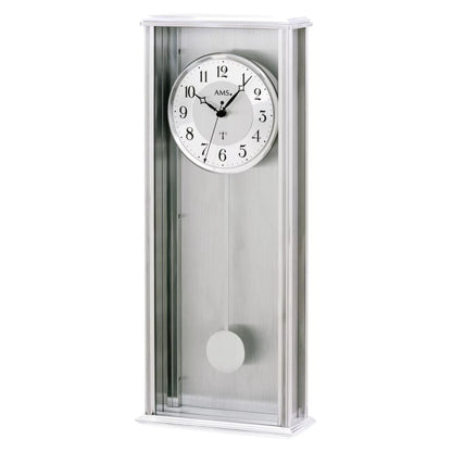 AMS Wall Clock 51x20x7 cm Metal • Radio-Controlled Movement • Elegant Pendulum