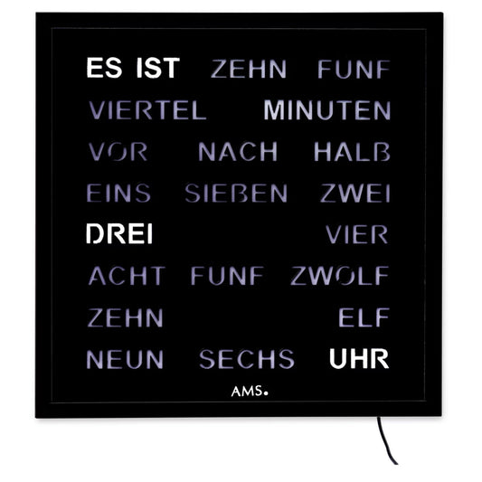 AMS Wanduhr 40x40 cm Metall • Geräuschloses Quarzwerk • Modernes Design