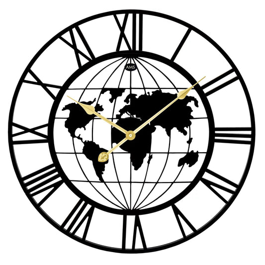 AMS Wanduhr 60 cm Ø Metall • Geräuschloses Uhrwerk • Modernes Design