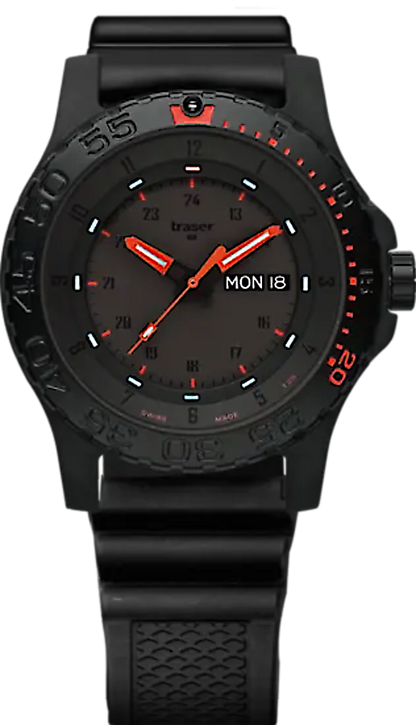 Traser P66 Red Combat 104148 Herrenuhr • Trigalight H3 • Swiss Made