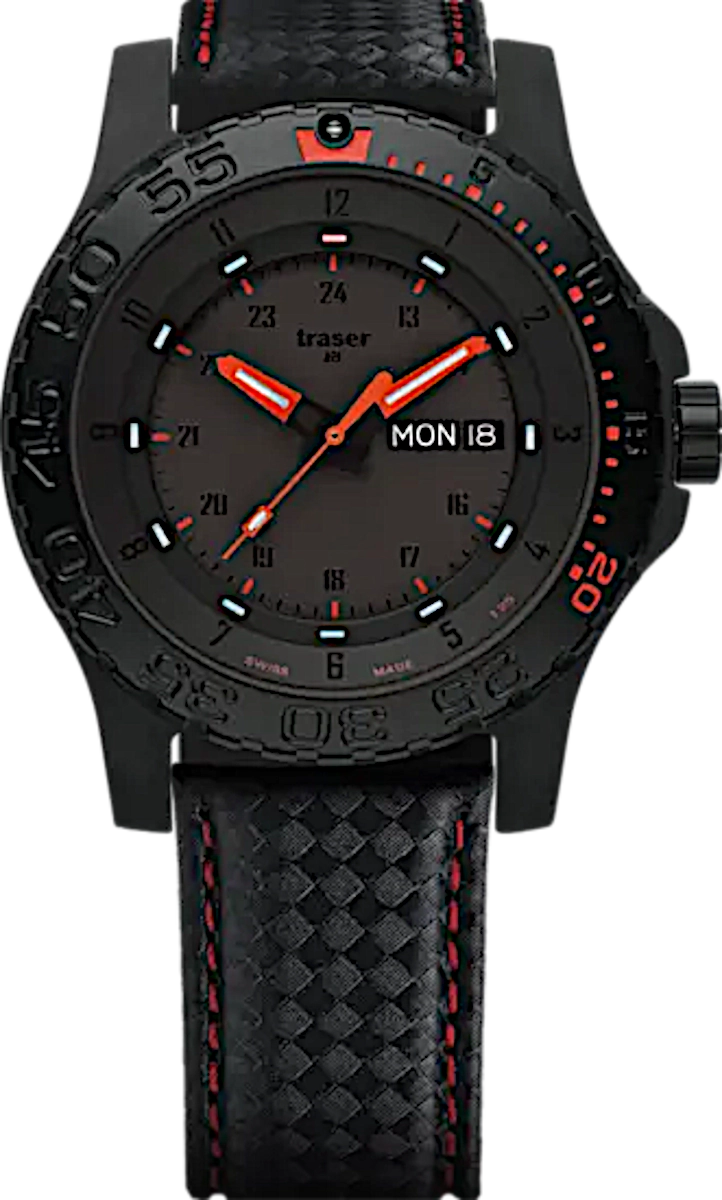 Traser P66 Red Combat 105502 Herrenuhr • Trigalight H3 • Swiss Made